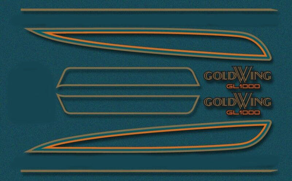 Honda GL1000 GL1000K 1976 Complete Decal Set Candy Blue Green Model