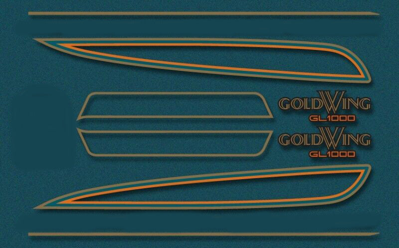 Honda GL1000 GL1000K 1975 Complete Decal Set Candy Blue Green Model
