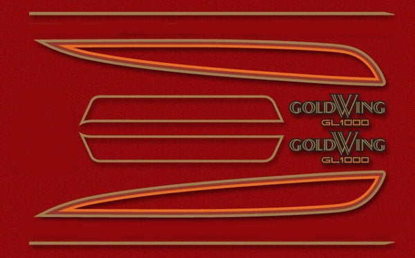Honda GL1000 GL1000K 1975 Complete Decal Set Candy Antares Red Model
