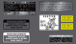 CB750K 1973-74 ~ Warning and Service Label Set (73-0775)
