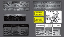 Honda CB750K Warning and Service Label Set