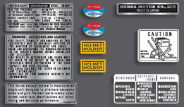 CB400F 1976 ~ Light Ruby Red Model ~ Warning and Service Label Set (73-0800)