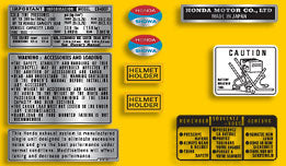 Honda CB400F Parakeet Yellow Model Warning and Service Label Set