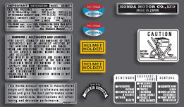 Honda CB400F Candy Antares Red Model Warning and Service Label Set