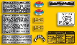 Honda CB400F Parakeet Yellow Model Warning and Service Label Set