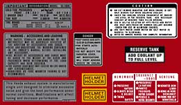 Honda GL1000 Warning and Service Label Set