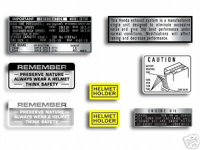 Honda CB750K Warning and Service Label Set