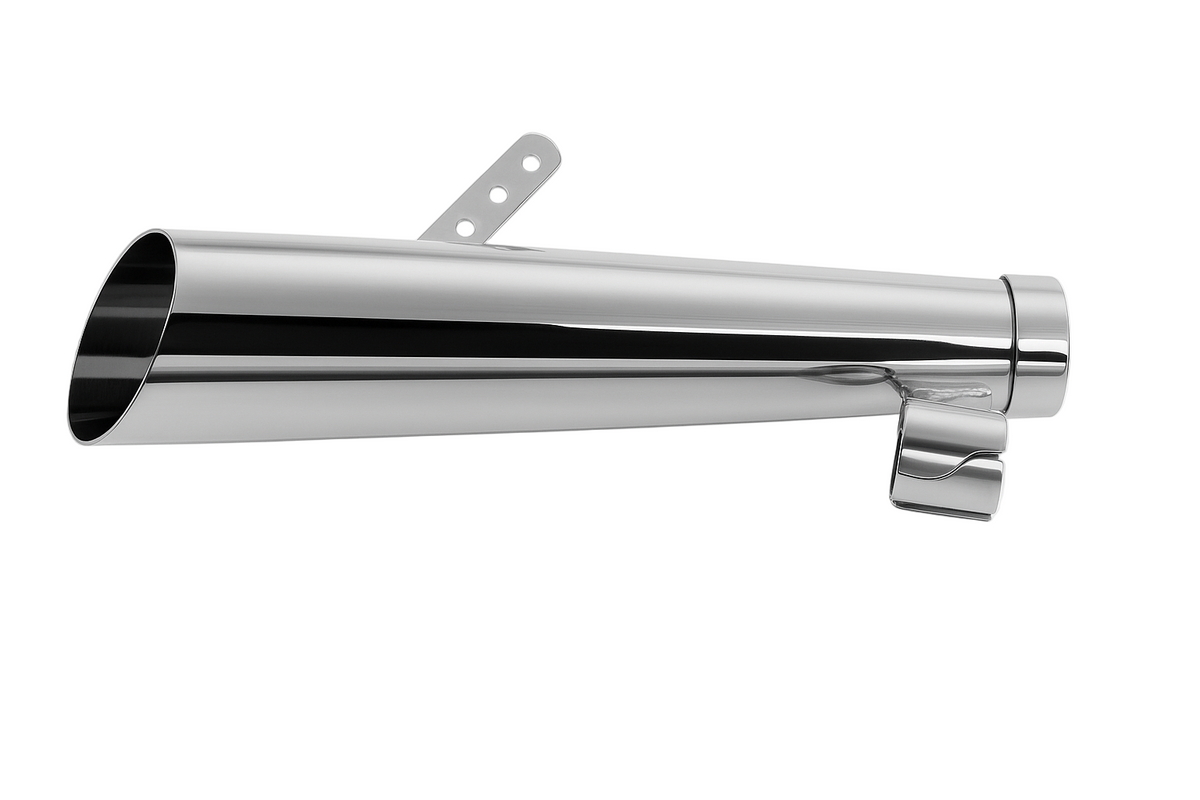 Universal Chrome Slash Cut Megaphone Muffler 19" Long