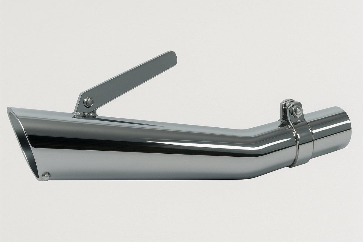 Universal Chrome Upswept Slash Cut Megaphone Muffler 19 1/2" Long