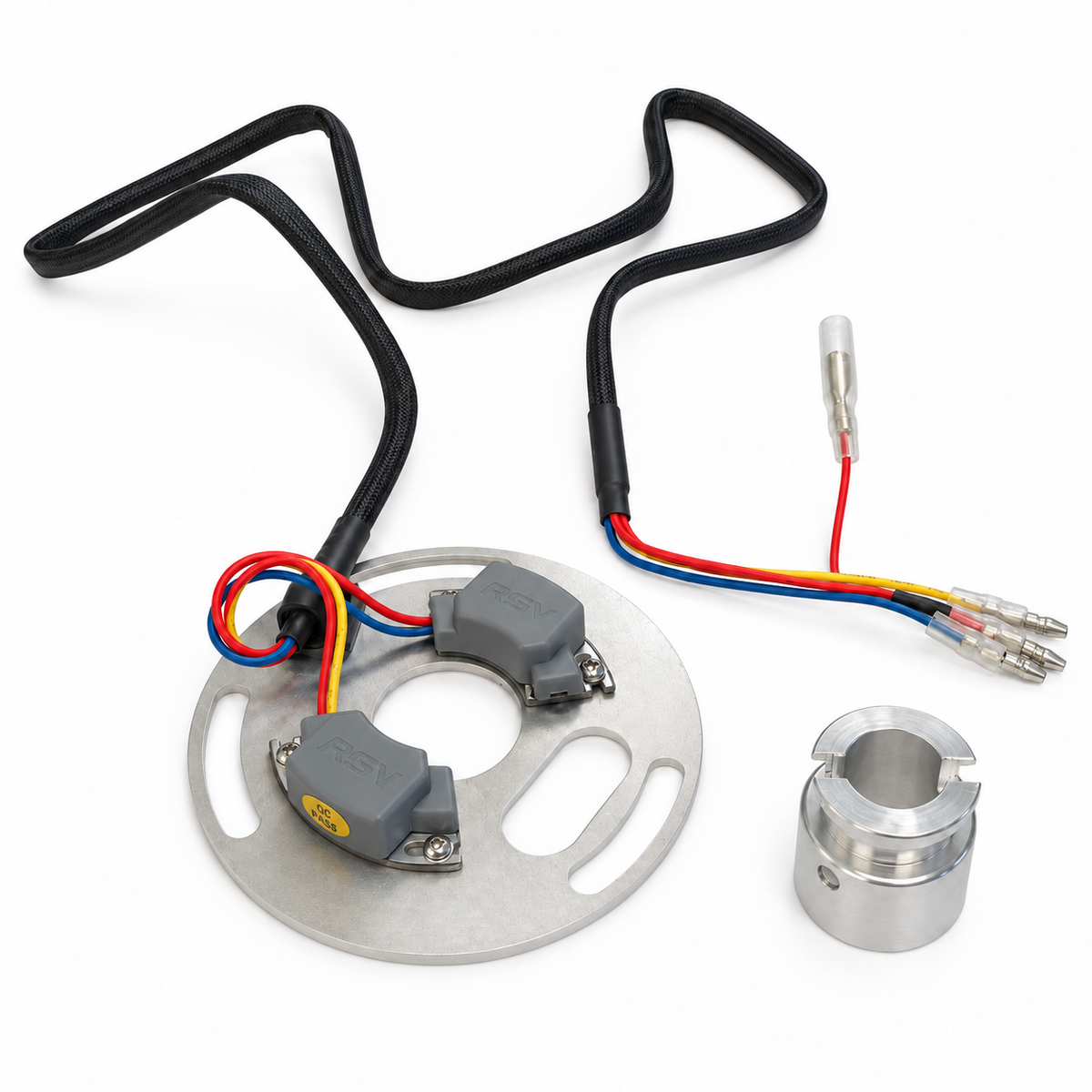 Honda CB500K CB550 CB750 SOHC electronic ignition kit with trigger plate, wiring harness and aluminum rotor
