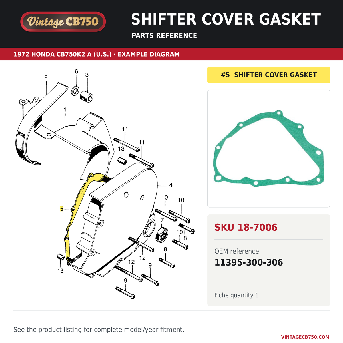OEM fiche reference for VintageCB750 SKU 18-7006
