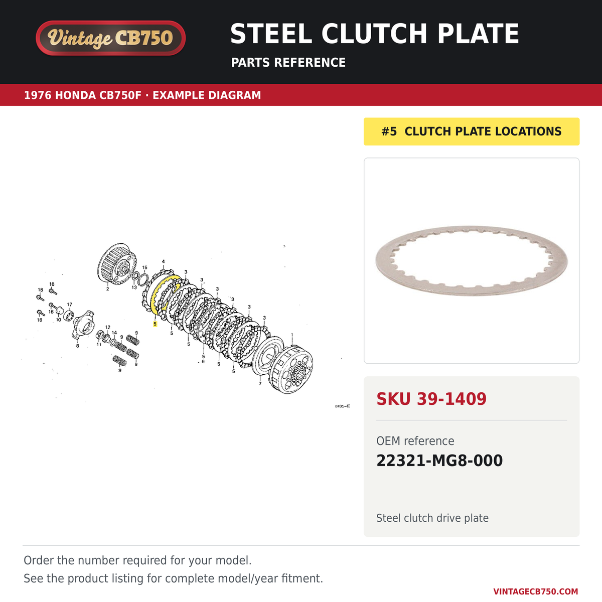 Steel clutch plate parts fiche diagram